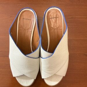 Aquatalia Weatherproof White/Cream Leather Slide Mules